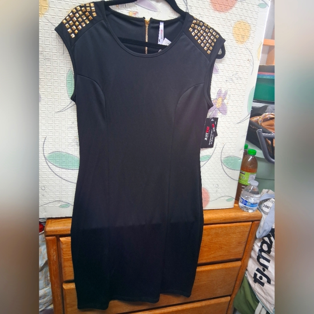 JustFab Elegant Black Studded Dress